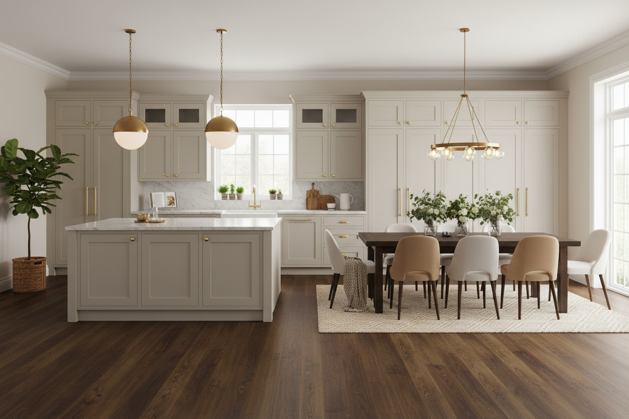 Oak Gunstock Kitchen - Beige Cabinets